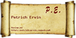 Petrich Ervin névjegykártya